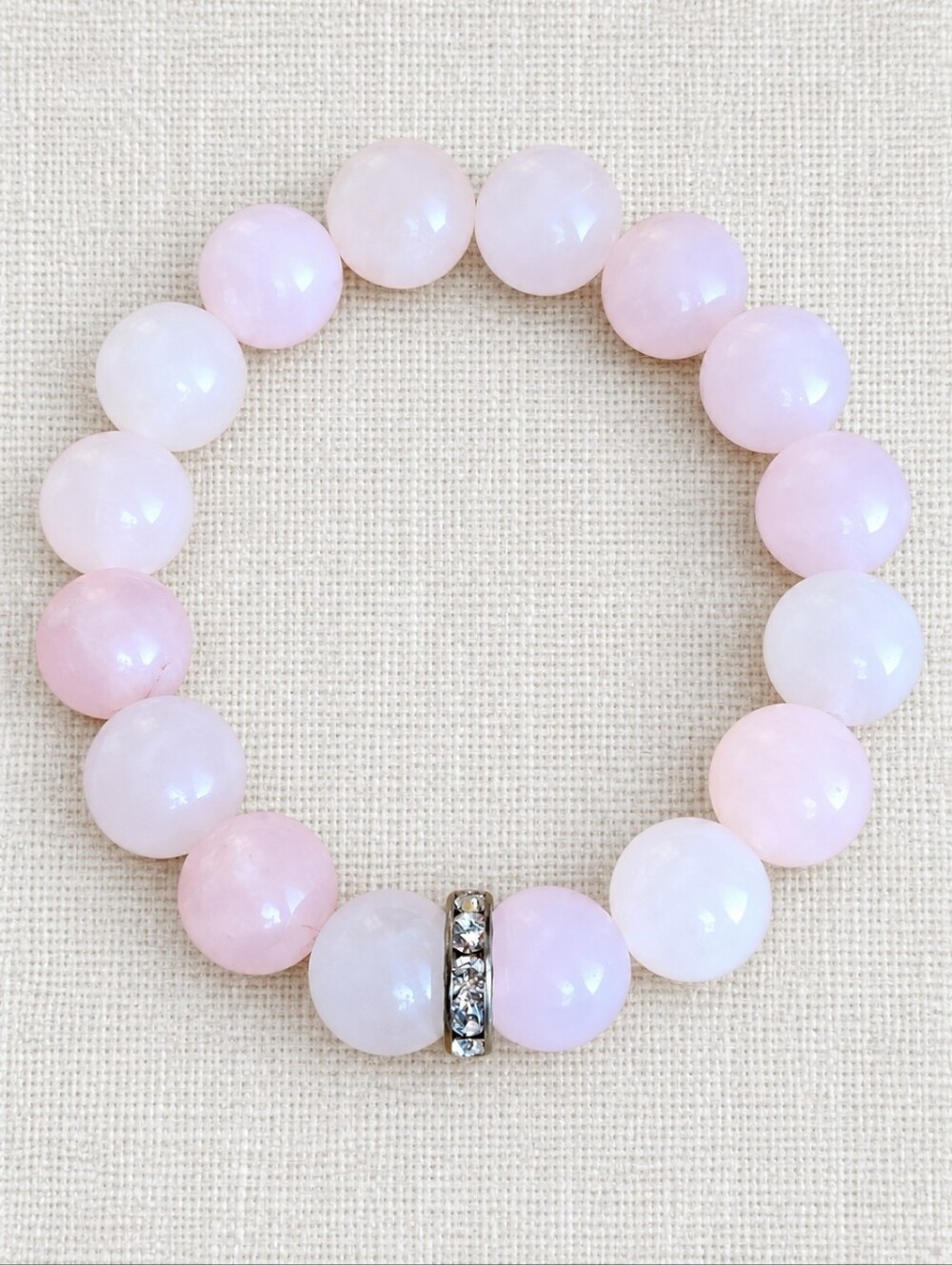Rose Quartz Gemstone Bead Stretch Bracelet | Handmade | 12mm